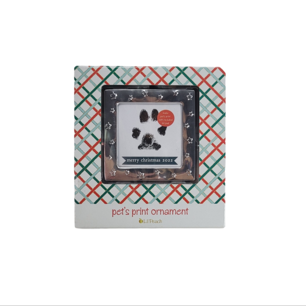 Pet's print ornament with ink pad Silver Tone Picture Frame Ornament New